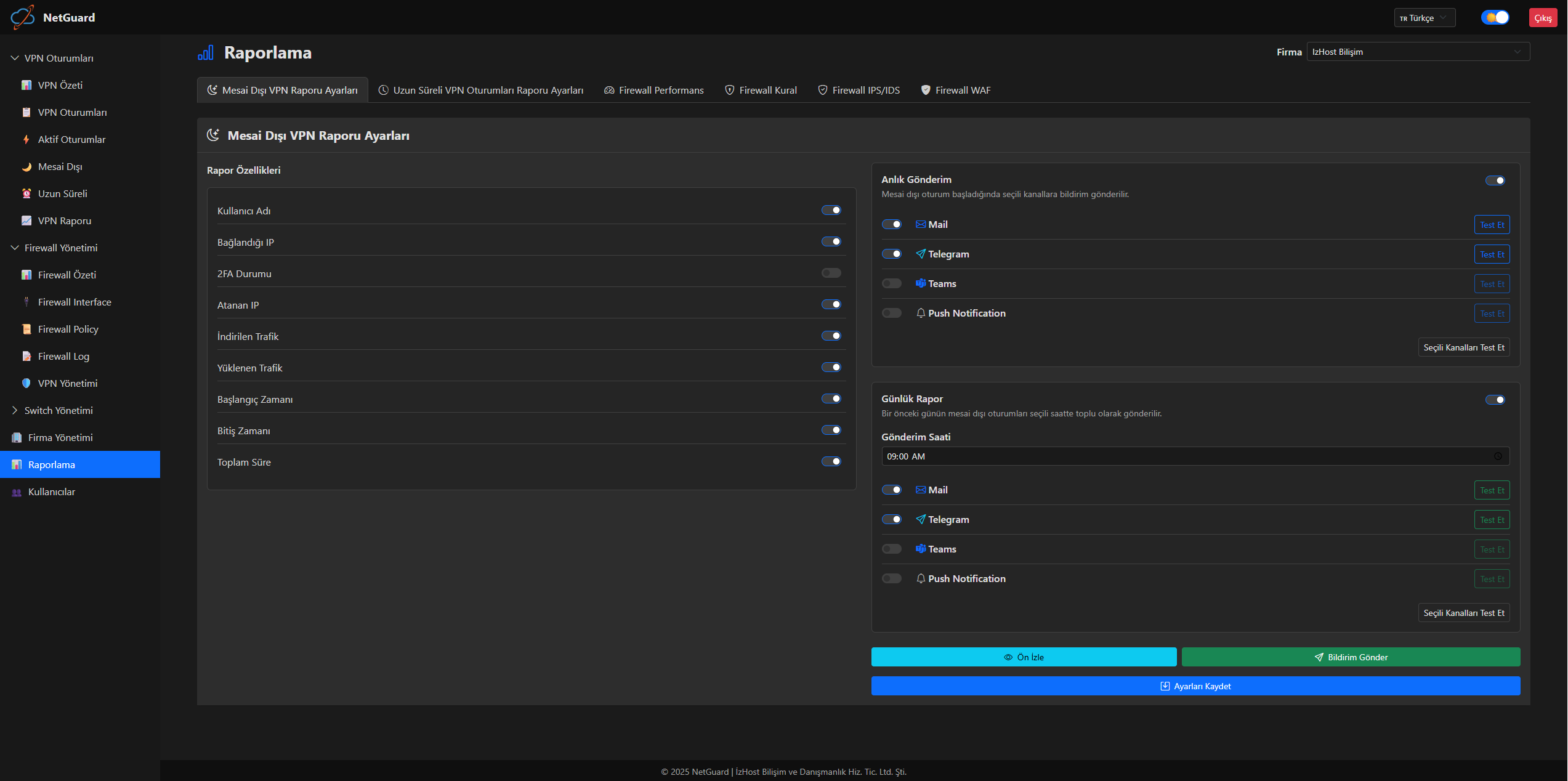 Raporlama otomasyonu ekranı